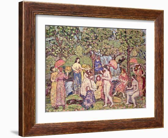 'Idyll', Nudes in a Landscape, 1913-15 (Oil on Canvas)-Maurice Brazil Prendergast-Framed Giclee Print