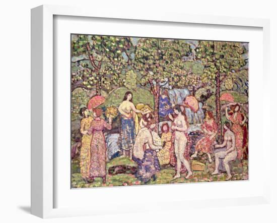 'Idyll', Nudes in a Landscape, 1913-15 (Oil on Canvas)-Maurice Brazil Prendergast-Framed Giclee Print
