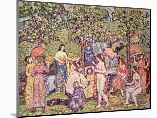 'Idyll', Nudes in a Landscape, 1913-15 (Oil on Canvas)-Maurice Brazil Prendergast-Mounted Giclee Print