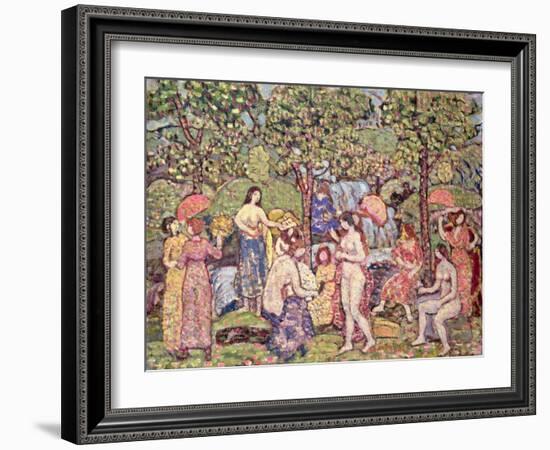 'Idyll', Nudes in a Landscape, 1913-15 (Oil on Canvas)-Maurice Brazil Prendergast-Framed Giclee Print