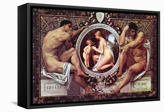 Idyll-Gustav Klimt-Framed Stretched Canvas