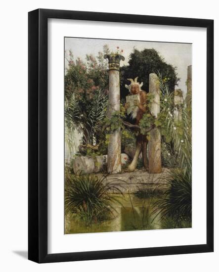 Idylle (Pan, Die Syrinx Blasend), 1875-Arnold Bocklin-Framed Giclee Print