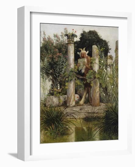 Idylle (Pan, Die Syrinx Blasend), 1875-Arnold Bocklin-Framed Giclee Print