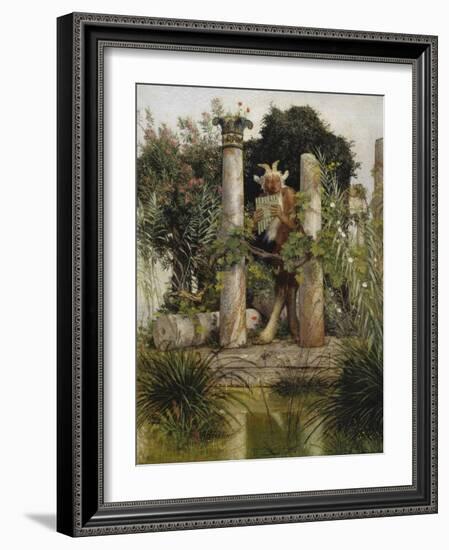 Idylle (Pan, Die Syrinx Blasend), 1875-Arnold Bocklin-Framed Giclee Print