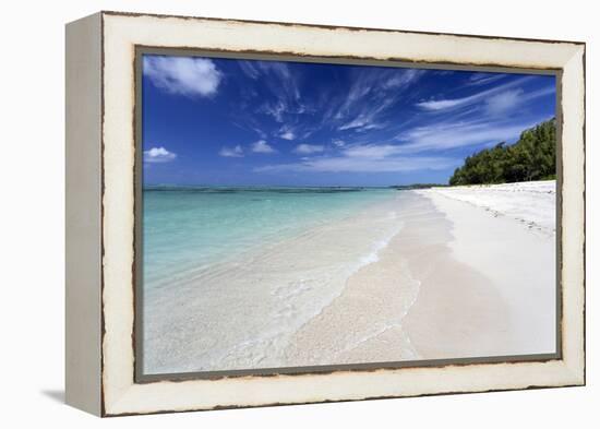 Idyllic Beach Scene with Blue Sky, Aquamarine Sea and Soft Sand, Ile Aux Cerfs-Lee Frost-Framed Premier Image Canvas