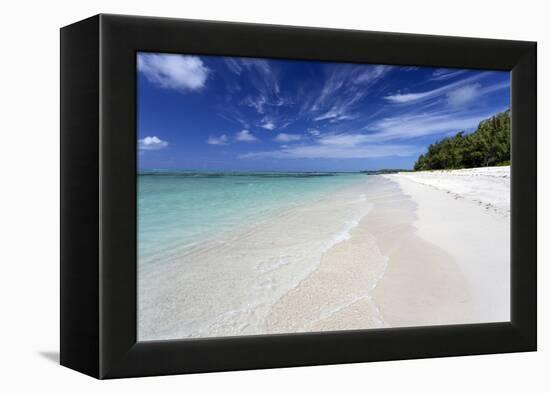 Idyllic Beach Scene with Blue Sky, Aquamarine Sea and Soft Sand, Ile Aux Cerfs-Lee Frost-Framed Premier Image Canvas