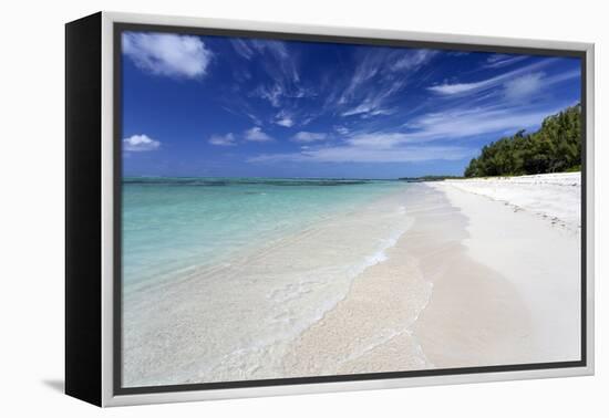 Idyllic Beach Scene with Blue Sky, Aquamarine Sea and Soft Sand, Ile Aux Cerfs-Lee Frost-Framed Premier Image Canvas