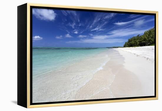 Idyllic Beach Scene with Blue Sky, Aquamarine Sea and Soft Sand, Ile Aux Cerfs-Lee Frost-Framed Premier Image Canvas