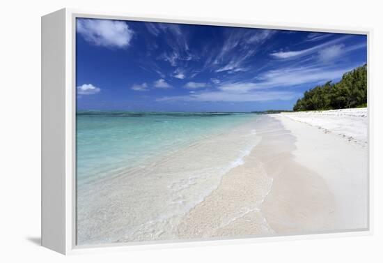 Idyllic Beach Scene with Blue Sky, Aquamarine Sea and Soft Sand, Ile Aux Cerfs-Lee Frost-Framed Premier Image Canvas