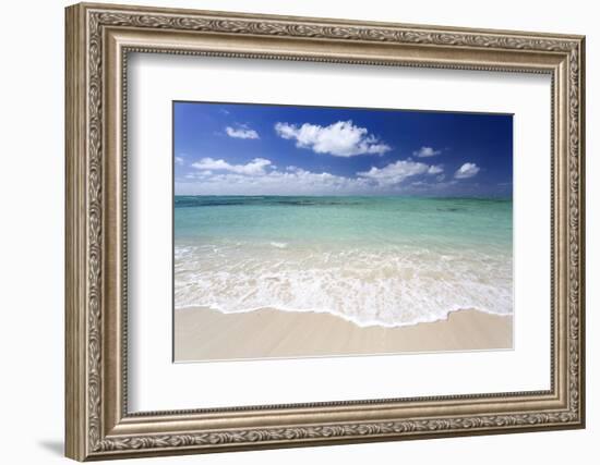 Idyllic Beach Scene with Blue Sky, Aquamarine Sea and Soft Sand, Ile Aux Cerfs-Lee Frost-Framed Photographic Print