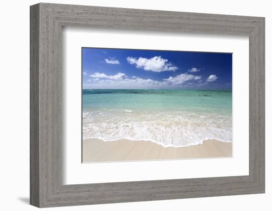 Idyllic Beach Scene with Blue Sky, Aquamarine Sea and Soft Sand, Ile Aux Cerfs-Lee Frost-Framed Photographic Print