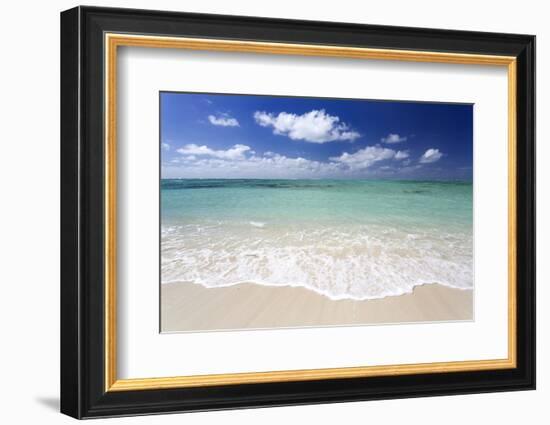 Idyllic Beach Scene with Blue Sky, Aquamarine Sea and Soft Sand, Ile Aux Cerfs-Lee Frost-Framed Photographic Print