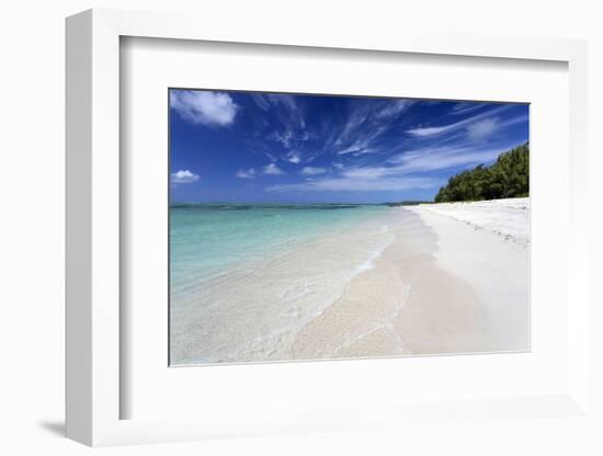 Idyllic Beach Scene with Blue Sky, Aquamarine Sea and Soft Sand, Ile Aux Cerfs-Lee Frost-Framed Photographic Print