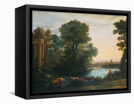 Idyllic Landscape During Sunset, 1670-Claude Lorraine-Framed Premier Image Canvas