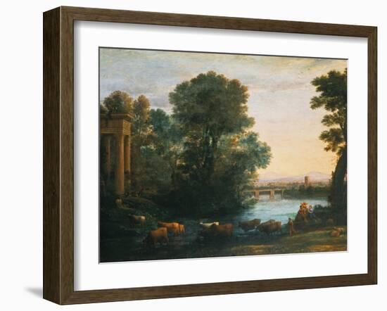 Idyllic Landscape During Sunset, 1670-Claude Lorraine-Framed Giclee Print