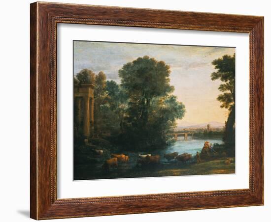 Idyllic Landscape During Sunset, 1670-Claude Lorraine-Framed Giclee Print