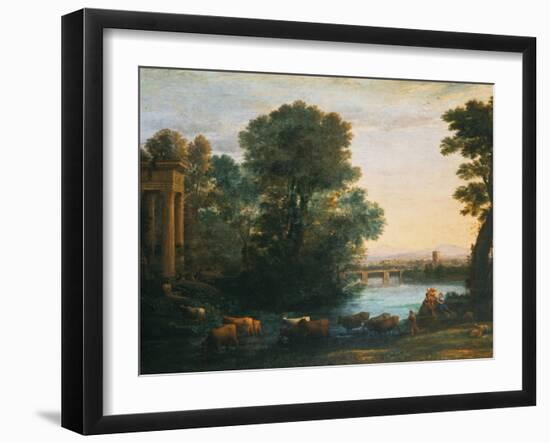 Idyllic Landscape During Sunset, 1670-Claude Lorraine-Framed Giclee Print