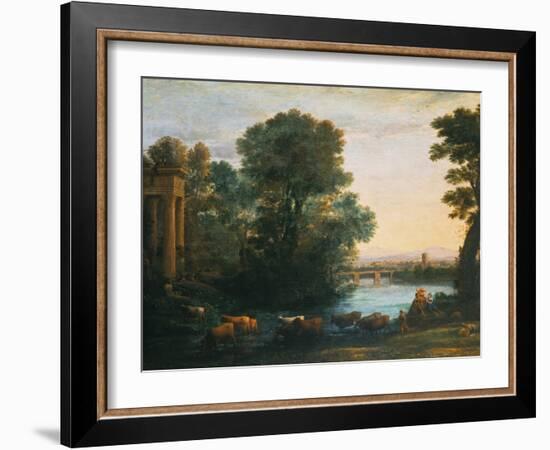 Idyllic Landscape During Sunset, 1670-Claude Lorraine-Framed Giclee Print