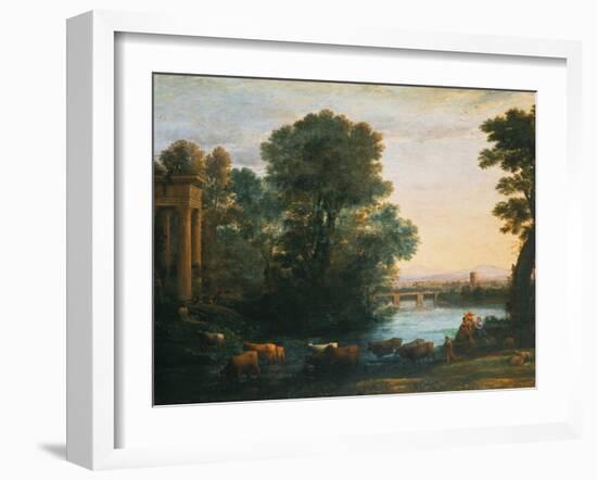 Idyllic Landscape During Sunset, 1670-Claude Lorraine-Framed Giclee Print