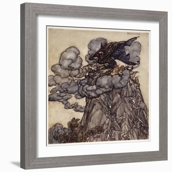 If Displeased, She Would Brew up Clouds Black as Ink, Sitting in the Midsdt of Them like a Bottle--Arthur Rackham-Framed Giclee Print