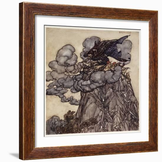 If Displeased, She Would Brew up Clouds Black as Ink, Sitting in the Midsdt of Them like a Bottle--Arthur Rackham-Framed Giclee Print