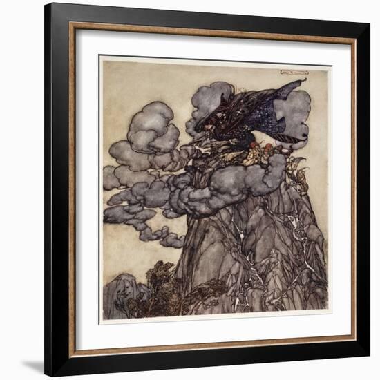 If Displeased, She Would Brew up Clouds Black as Ink, Sitting in the Midsdt of Them like a Bottle--Arthur Rackham-Framed Giclee Print