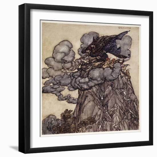 If Displeased, She Would Brew up Clouds Black as Ink, Sitting in the Midsdt of Them like a Bottle--Arthur Rackham-Framed Giclee Print