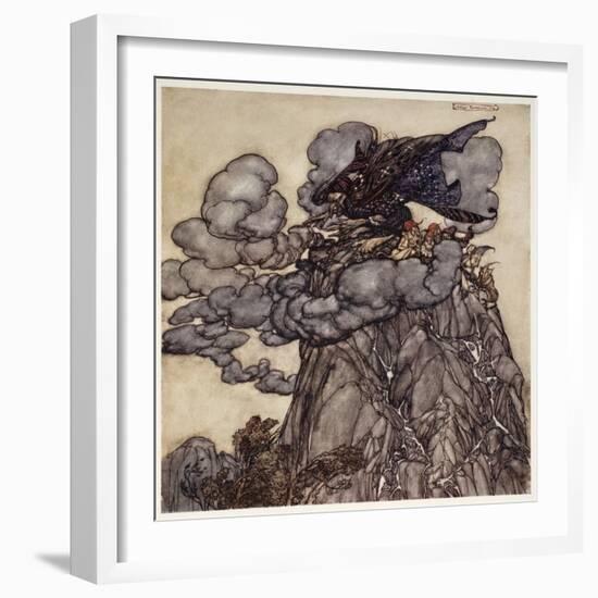 If Displeased, She Would Brew up Clouds Black as Ink, Sitting in the Midsdt of Them like a Bottle--Arthur Rackham-Framed Giclee Print