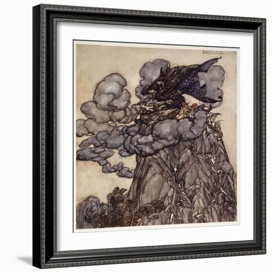 If Displeased, She Would Brew up Clouds Black as Ink, Sitting in the Midsdt of Them like a Bottle--Arthur Rackham-Framed Giclee Print