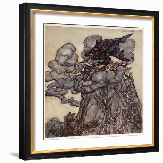 If Displeased, She Would Brew up Clouds Black as Ink, Sitting in the Midsdt of Them like a Bottle--Arthur Rackham-Framed Giclee Print