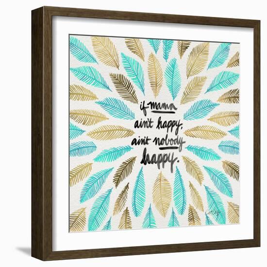 If Mama Aint Happy - Turquoise and Gold – Coquillette-Cat Coquillette-Framed Giclee Print