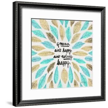 If Mama Aint Happy - Turquoise and Gold – Coquillette-Cat Coquillette-Framed Giclee Print