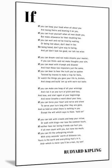 If You Can-Rudyard Kipling-Mounted Giclee Print