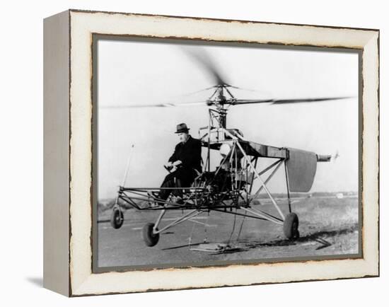 Igor Sikorsky at the Controls of the VS-300 Helicopter-null-Framed Stretched Canvas