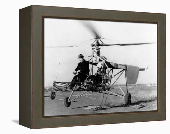 Igor Sikorsky at the Controls of the VS-300 Helicopter-null-Framed Stretched Canvas
