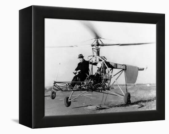 Igor Sikorsky at the Controls of the VS-300 Helicopter-null-Framed Stretched Canvas