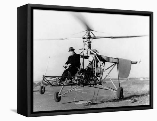 Igor Sikorsky at the Controls of the VS-300 Helicopter-null-Framed Stretched Canvas