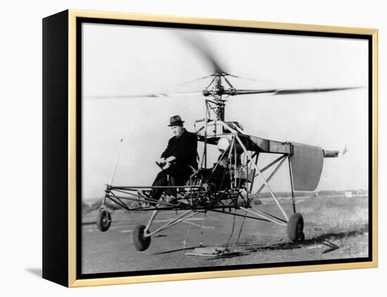 Igor Sikorsky at the Controls of the VS-300 Helicopter-null-Framed Stretched Canvas