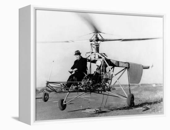 Igor Sikorsky at the Controls of the VS-300 Helicopter-null-Framed Stretched Canvas