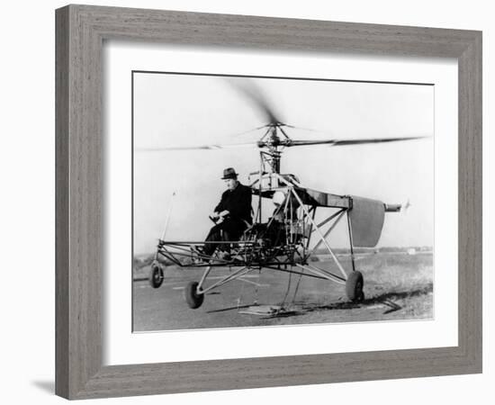 Igor Sikorsky at the Controls of the VS-300 Helicopter-null-Framed Photo