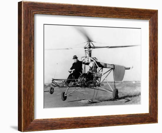 Igor Sikorsky at the Controls of the VS-300 Helicopter-null-Framed Photo