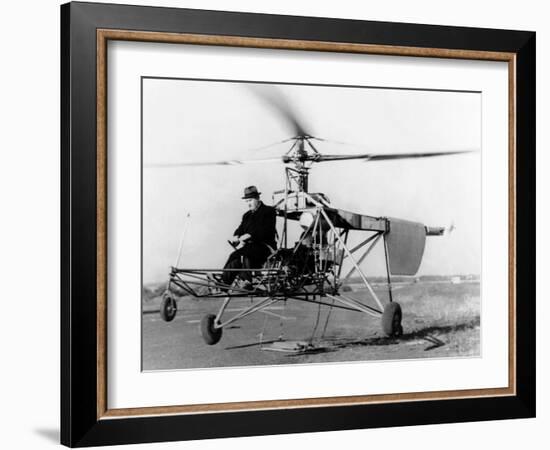 Igor Sikorsky at the Controls of the VS-300 Helicopter-null-Framed Photo