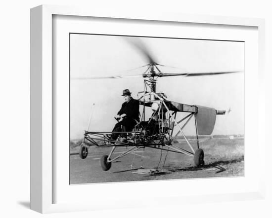 Igor Sikorsky at the Controls of the VS-300 Helicopter-null-Framed Photo