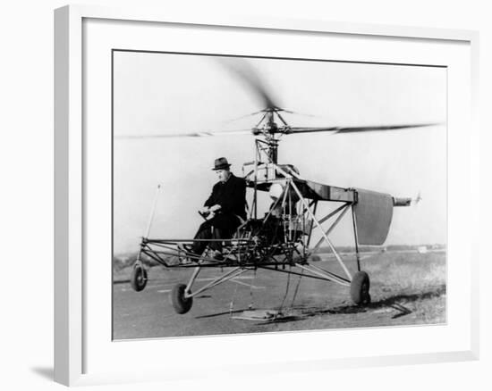 Igor Sikorsky at the Controls of the VS-300 Helicopter-null-Framed Photo