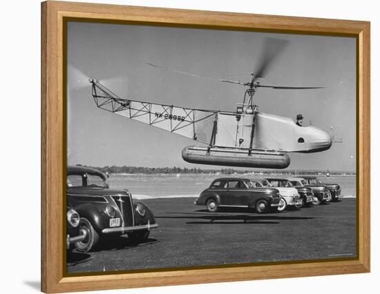 Igor Sikorsky Taking Off in Helicopter from Parking Lot-Dmitri Kessel-Framed Premier Image Canvas