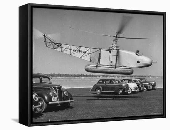 Igor Sikorsky Taking Off in Helicopter from Parking Lot-Dmitri Kessel-Framed Premier Image Canvas