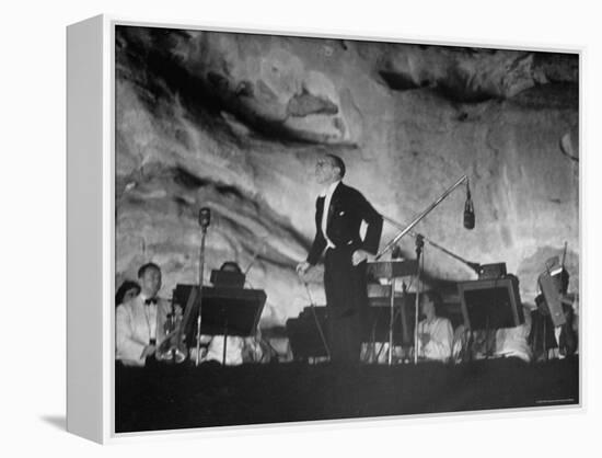 Igor Stravinsky Bowing After His Ballet Suite, "The Fairy's Kiss" at Red Rocks Amphitheater-John Florea-Framed Premier Image Canvas