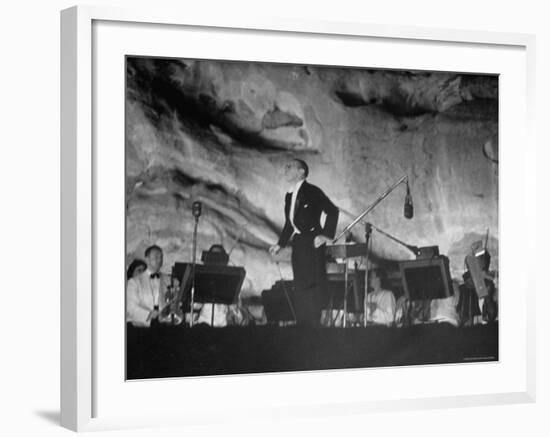 Igor Stravinsky Bowing After His Ballet Suite, "The Fairy's Kiss" at Red Rocks Amphitheater-John Florea-Framed Premium Photographic Print