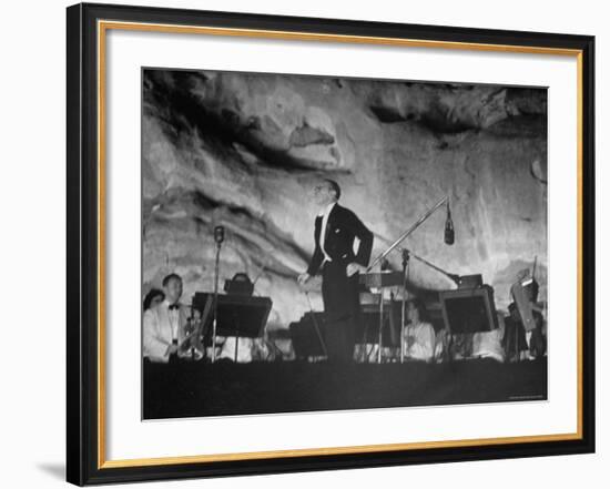 Igor Stravinsky Bowing After His Ballet Suite, "The Fairy's Kiss" at Red Rocks Amphitheater-John Florea-Framed Premium Photographic Print