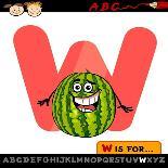 Letter W With Watermelon Cartoon Illustration-Igor Zakowski-Framed Premium Giclee Print